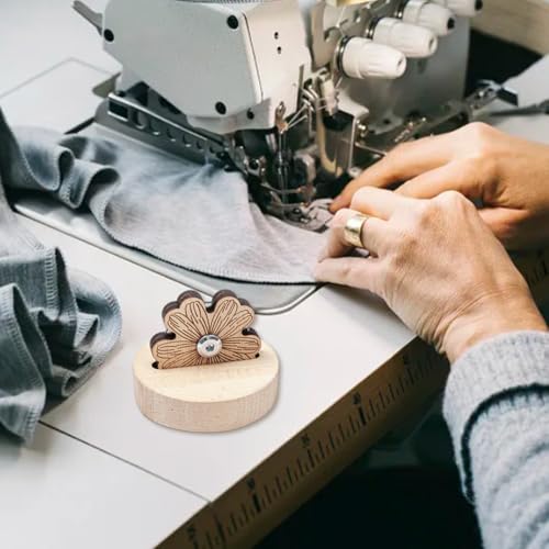 Daisy Thread Cutter with Anti-Slip Wooden Base, Rotary Flower Blade