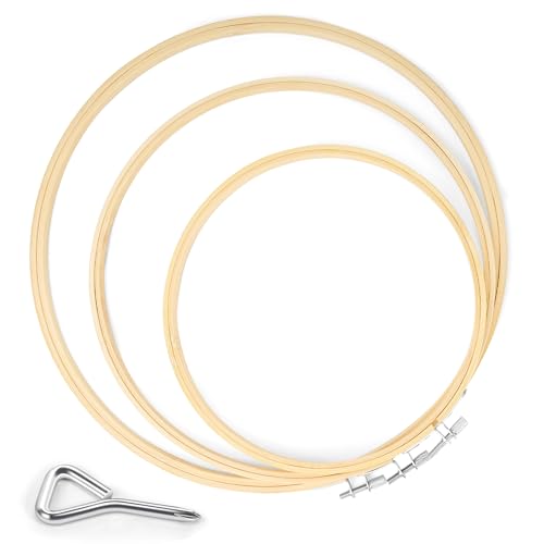 Caydo 3 Pieces Embroidery Hoops with Metal Screw Tool, 8 Inch to 12 Inch Bamboo Embroidery Hoop Set for Embroidery and Sewing, Large Cross Stitch Hoop for Home Crafts and Ornaments - style: 8+10+12 INCH