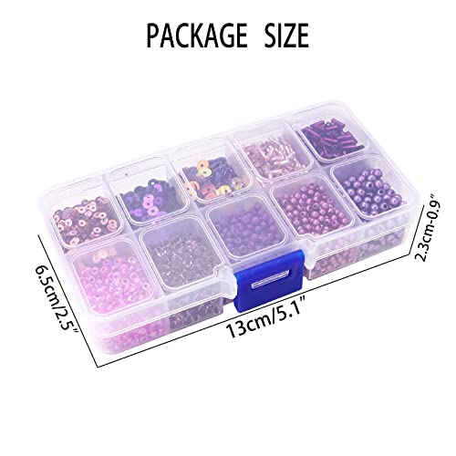 Dark Purple Glass Seed Bugle Tube Beads for Jewelry Making - color: drak purple