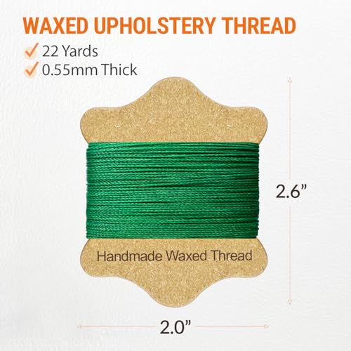 VONEEDL Upholstery Repair Kit: Waxed Sewing Thread (Green Color) & Heavy Duty Needles (11 PCS) for Leather, Canvas & Quilting Thread - color: Green