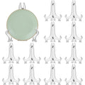 LonlyEagle 12 Pack 6 Inch Clear Plastic Easels or Stand/Plate Holders to Display Pictures or Other Items at Weddings, Plate Stands for Home Decoration, Birthdays, Tables - size: 6inch