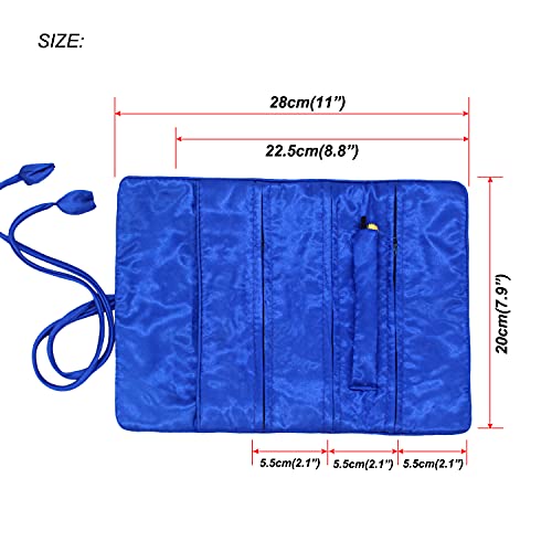 SmilerSmile Jewelry Travel Bag Embroidery Travel Jewelry Organizer with Tie Close Embroidered Flower Jewelry Roll for Women Girls (Butterfly/D Blue) - color: 01 D Blue