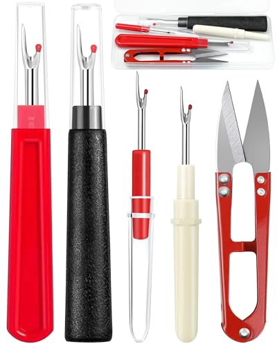 FIVEIZERO Seam Rippers for Sewing – 2 Big and 2 Small Stitch Remover Tools, Thread Ripper, Embroidery Removal Tool with Thread Snips - size: Basic Edition