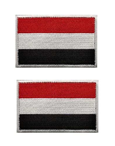 2 PCS Asia Flag Patches Hook and Loop Fastener Embroidered Tactical Military National Asia Patch (Yemen) - color: Yemen