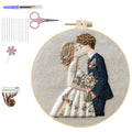 HCANPER Sweet Couple Embroidery Starter Kit, Valentine's Day Gifts，DIY Needle Punch Kit, Punch Needle Kits for Beginners,Include Pre-Printed Fabric,Tools,Embroidery Hoop,Threads. (Two) - color: Two
