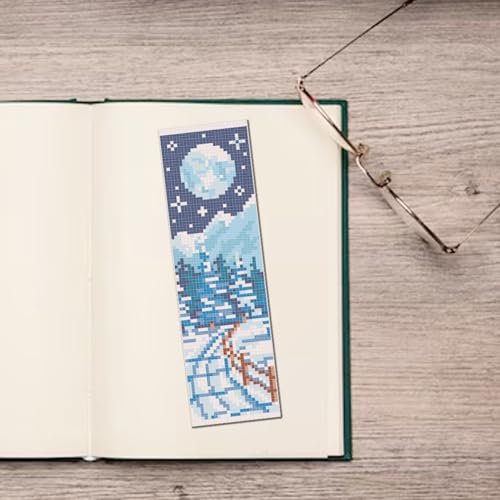 FREEBLOSS 6 Set Cross Stitch Bookmark Kits 11CT 8"x2.4" Snow Scenery - style: Winter Scene