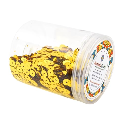 Mandala Crafts 6mm Flat Round Gold Sequins for Sewing Embroidery - color: Gold, size: 6mm Flat Sequins