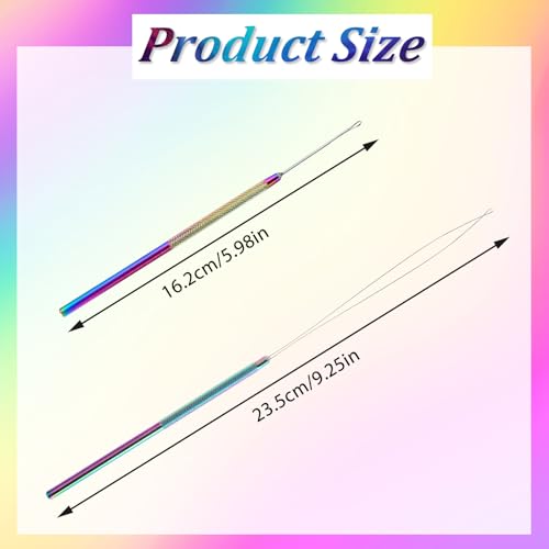 Hair Extension Tools, Bead Threader Micro Links Hair Kit Threader Pulling Hook Wire Beader Tool, hair tinsel loop tool, Hair Extension Loop Needle for Hair Feather Extensions