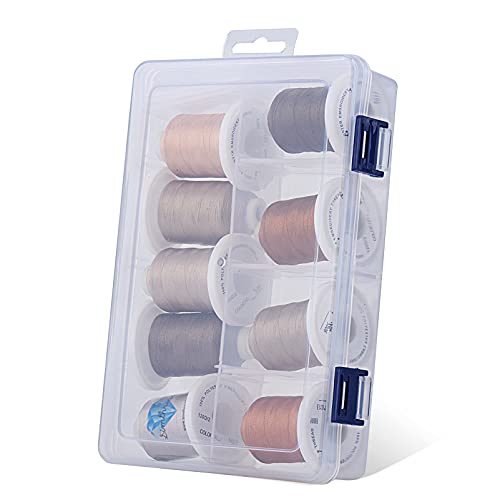 Simthread Embroidery Thread with Storage Box 800 Yards Snap Spools - color: Brown Colors