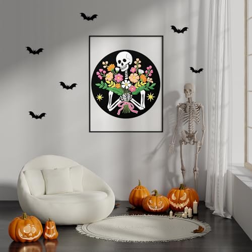 Louise Maelys Halloween Skeleton Flower Embroidery Kit for Beginners Adults - color: Skeleton2