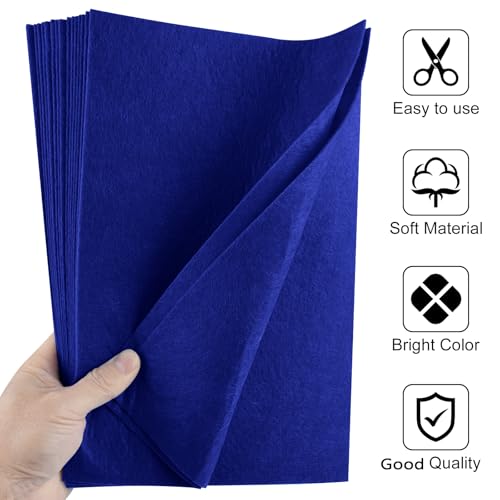 20 Pcs Deep Navy Blue Felt Fabric Sheet 8" x 12" Assorted Color Felt Fabric Sheets for Crafts DIY Handcraft Sewing Squares Patchwork Nonwoven - color: Deep Navy Blue