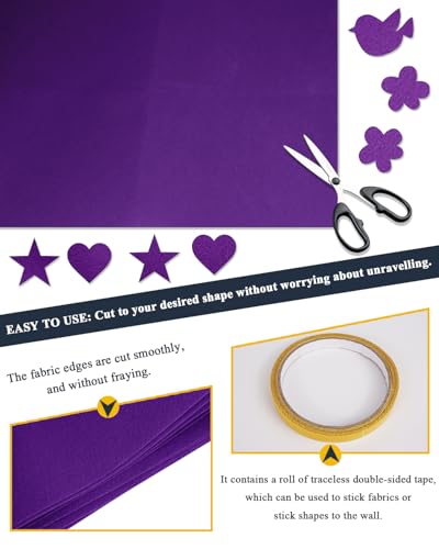 Purple Felt Fabric 72" x 36", Large Stiff Craft Felt Sheet by The Yard - color: Purple, size: 72" X 36" (1 Yard)