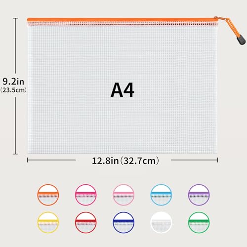 JARLINK A4 Mesh Zipper Pouch Bags, 56 Pcs Waterproof Zipper Pouch Bags - style: 56pcs