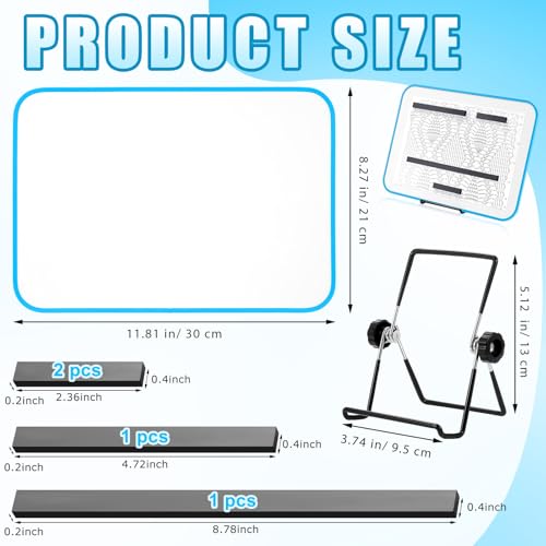 Flutesan 8 x 12 Inches Knitting Pattern Holder with 4 Replacement Magnets Knitting Chart Keeper Magnetic Board Cross Stitch Supplies for Crochet(Blue Border) - color: Blue Border, size: 8.27 x 11.81 Inches