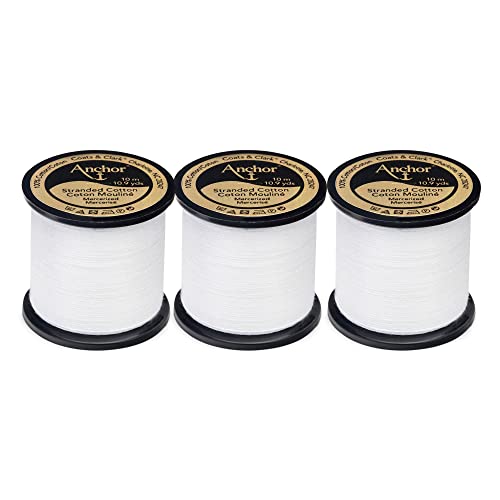 Anchor Cotton Embroidery Floss for Cross Stitching, Snow White, 3 Pack - color: Snow White, size: 10.9y/10m