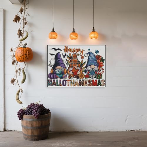 Halloween Stamped Cross Stitch Kits for Beginner,Counted Embroidery Kits - color: halloween