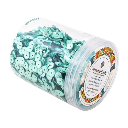 Mandala Crafts 6mm Cup Round Mint Sequins for Sewing Embroidery - color: Mint, size: 6mm Cup Sequins