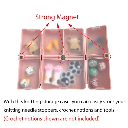 SPANSEE Knitting Crochet Notions Case, Stitch Marker Storage, Stitch Stoppers Organizer, Knitting Accessories, Portable Notion Organizer, 7 Compartments (Case Only)