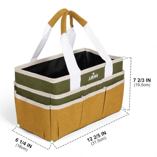 JJRING Craft Organizer Tote Bag Art Storage Caddy Dark Green and Brown - color: Dark Green&Brown, size: Small