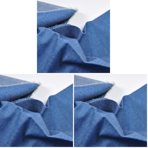 Indigo Blue 4.8 oz 100% Cotton Denim Chambray Fabric,56 Inches Wide, by The Yard (Pack of 3) - size: yard (Pack of 3)