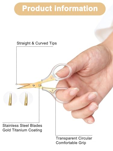 Small Scissors, 3" Travel Size with Safety Cover, Curved & Straight Fine Tip Blade for Crochet, Yarn, Thread, Paper, Fabric Detail Cutting, Mini Shears for Sewing & Embroidery, 2-Pack - style: Straight Tip+Curved Tip