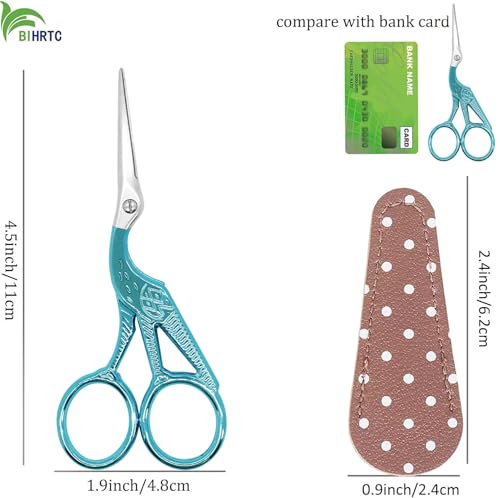 BIHRTC 4.5" Knitting Scissors, Stainless Steel with Leather Pouch for Craft - color: Light Blue, size: 4.5inch
