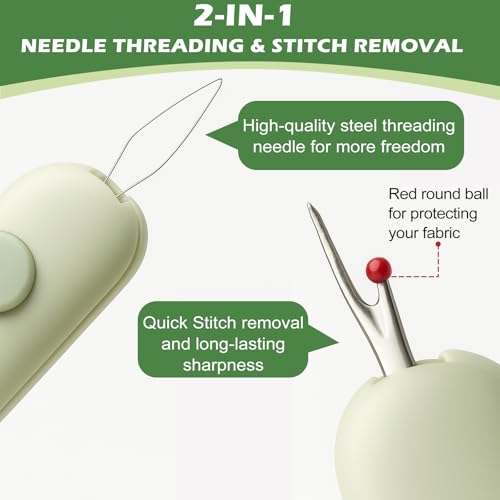 3 in 1 Automatic Needle Threader & Seam Ripper Tool with Storage, White - color: 1PCS-White