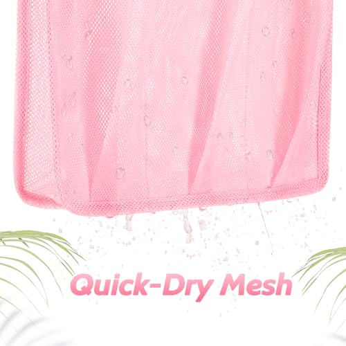 famichan Mesh Shower Caddy Portable, Gym Travel Camp Dorm Room Essentials for Women and College Girl, Pink Bathroom Shower Bag - color: Pink