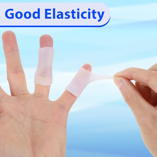 Ouligay 20PCS Gel Finger Cots Silicone Finger Protectors Rubber Fingers Tips Finger Covers Thumb Guard Breathable Fingertip Protector for Cracking Calluses Blisters Protect