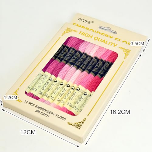 Premium Rainbow Color Embroidery Floss - Cross Stitch Threads - Friendship Bracelets Floss - Crafts Floss - 12 Skeins Per Pack Embroidery Floss,Warm Pink Gradient - color: Warm Pink Gradient