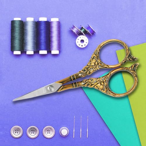 BIHRTC 4.5Inch Small Sharp Pointed Stainless Steel Scissors Craft Cross - color: Coffee Bronze, size: 4.5 IN