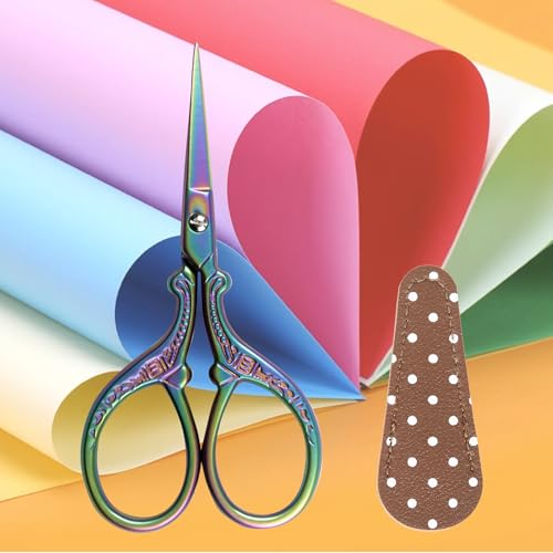 3.6 Inch Small Embroidery Scissors for Sewing & Crafting - Mini Sharp Craft Scissors with PU Leather Cover, Perfect for Cross Stitch, Knitting & DIY Handicrafts - size: 3.6 Inch, style: Style AA1712