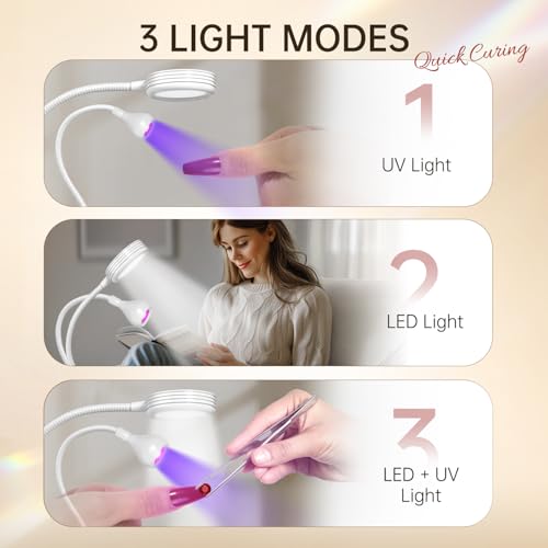 AORAEM UV LED Nail Lamp, Double-Headed Flash Cure Light, White - color: Gooseneck-White