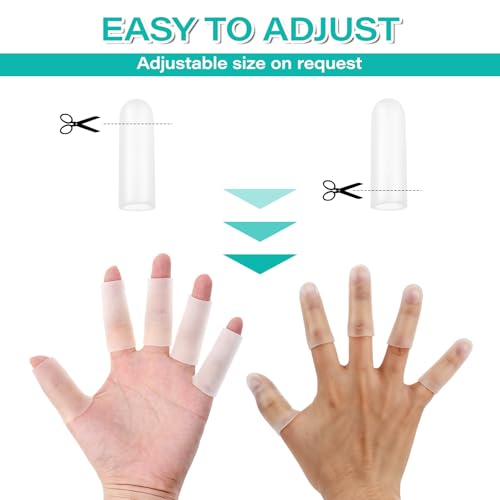 Gel Finger Cots, 20 Pcs Silicone Finger Protectors Rubber Fingers Tips Protector Covers Fingers Gloves Guard Breathable Fingertip Protector for Cracking Calluses Blisters Protect