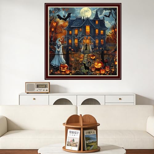 Findvoor Counted Cross Stitch Kits for Adults Full Range of Cross Stitching Embroidery Unprinted Pattern for Beginners, 11CT Needlepoint Cross-Stitch Patterns Embroidery Kits-Magic House 18×18 inch - color: ColourSet04