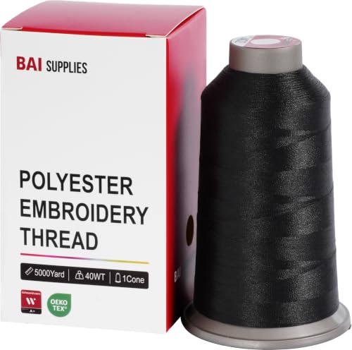 BAI Polyester Embroidery Machine Thread 5000 Yards Black+402 - color: Black+402