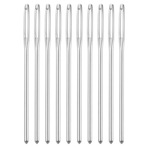 uxcell 100Pcs Large Eye Needles, 2.76" 2mm High Carbon Iron Embroidery Thread Needle Sewing Blunt Needle Knitting Needles for Hand Sewing Art Crafts, Silver - size: 2.0x70mm