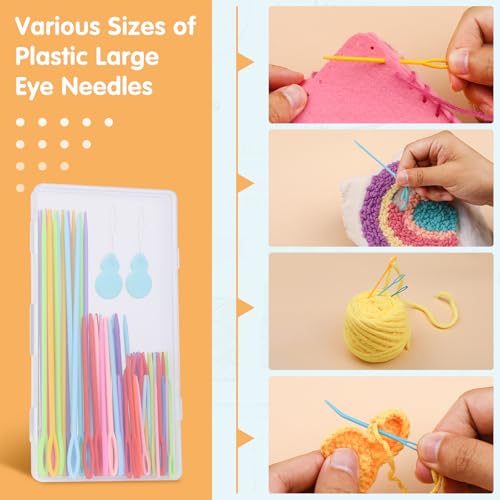UOOU 67 Pcs Yarn Needles, 5 Sizes Plastic Needles Big Eye Darning Needle