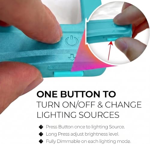 MAGNIPROS 5X LED Page Magnifying Glass, Detachable Stand, 3 Color Modes - color: Aqua