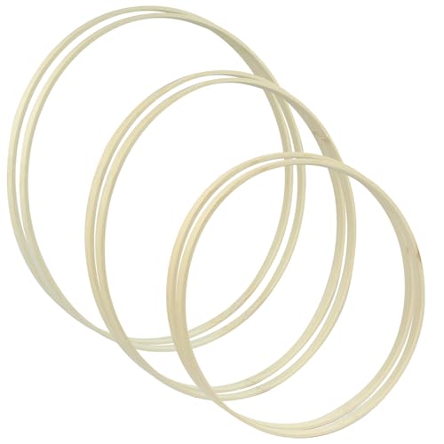 Unlorspy Wooden Bamboo Floral Hoops, 6Pcs, 3 Sizes (8/10/12 inch) - size: 8/10/12 inch,6pcs