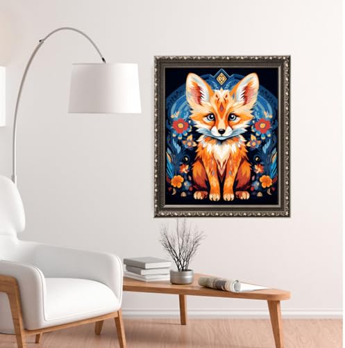 Leczany Cross Stitch Stamped Kit for Adults - Colorful Little Fox | DIY Embroidery Starter Patterns Craft Kit Needlepoint for Beginner | 11CT, 3 Strands | 13.8x16.9 inches - color: 11CT Stamped kits, Colorful Little Fox 13.8x16.9 inches