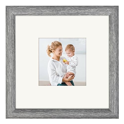 AEVETE Picture Frame 8x8 Gray Photo Frames Rustic for Wall and Desk Decor - color: Rustic Gray, size: 8x8
