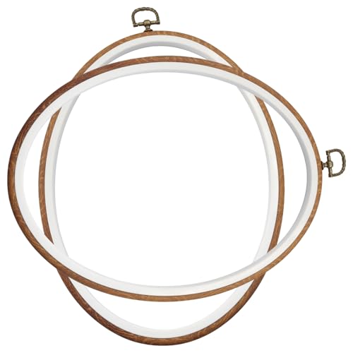 Marvexi 2Pcs Oval Embroidery Hoops 8.2"x11", Vintage Cute Faux Wood - style: 8.2"x11"