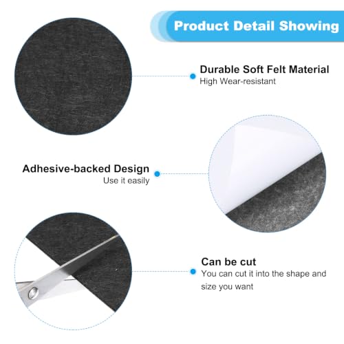 PATIKIL 12x8 Inch Black Felt Furniture Pad, 5 Pack, Rectangular, Anti-Scratch - color: Black, size: 12x8 Inch