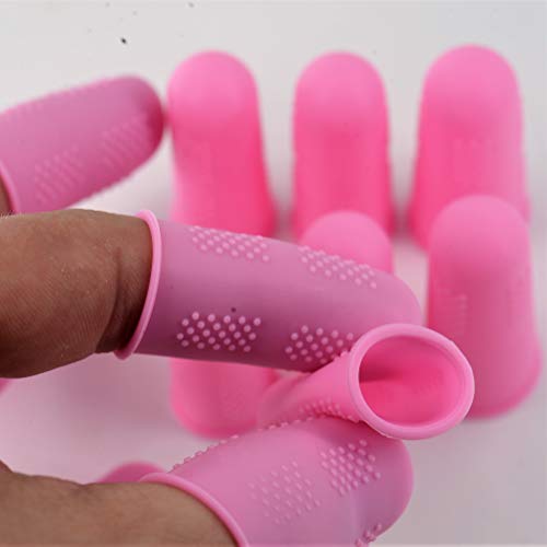 Finger Protectors [Flex Series - 12-Pack] Silicone Non-Stick Finger Covers [Pink - Small (6) / Medium (6)] for Hot Glue/Sewing/Wax/Rosin/Resin/Honey/Adhesives/Scrapbooking - color: Small & Medium - Pink [12-Pack]