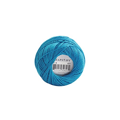 Rhapsody Pearl Cotton Thread Size 8 Crochet Thread Perle 12 Balls Set Hand Knitting, Embroidery, Sashiko, Cross-Stitch, Sewing, Needlepoint, DIY, Quilting (DK Electric Blue, Col. 431) - color: DK Electric Blue, Col. 431