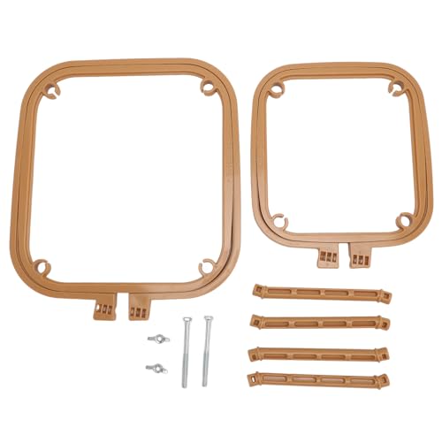 2-Layer Embroidery Frame Stand, Adjustable ABS Double Hoop - style: Khaki