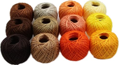 KCS Mercerized Pearl Cotton Thread Size 8 Crochet Needlework Embroidery Threads Ball (12, 12balls05) - color: 12balls05