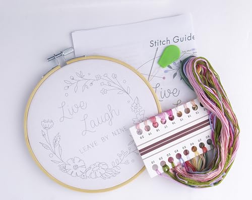 FUNATIC Live Laugh Leave By Nine Funny Embroidery Kit for Adults - color: Leave By Nine
