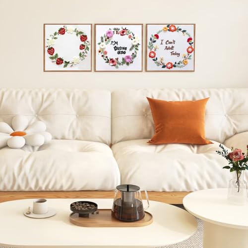 Topapfo Funny Embroidery Kit for Beginners Adults, Feeling Good Embroidery Patterns with Hoops Thread Needles Tutorials - color: feeling good